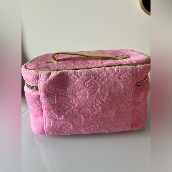 Y2K Juicy Babypink Velour Monogram makeup travel bag - Picture 3 of 3